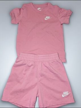 Nike Pink Logo Tee and Shorts Set